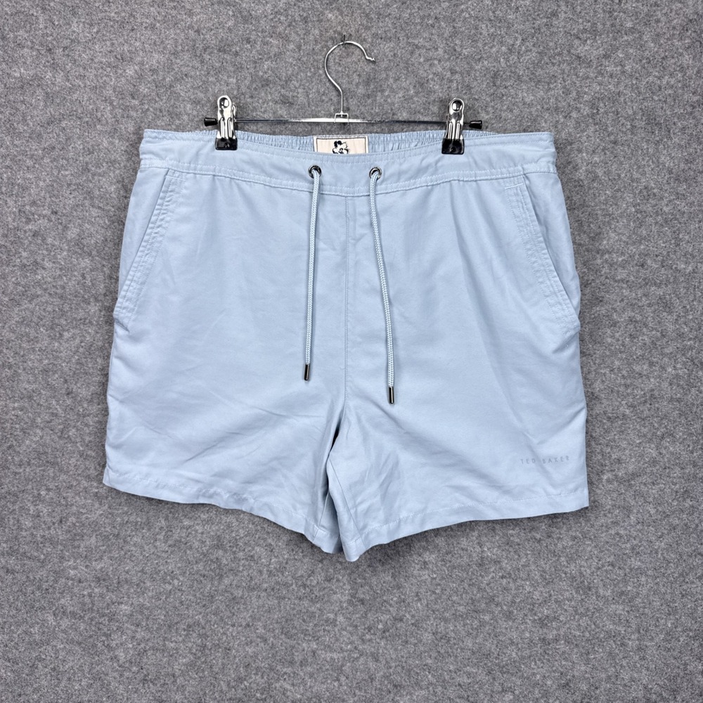 Ted Baker London Mens Light Blue Drawstring Mesh Lined Swim Shorts Size 4 Large